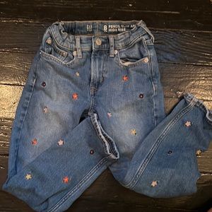 Gap kids jeans with embroidered flowers